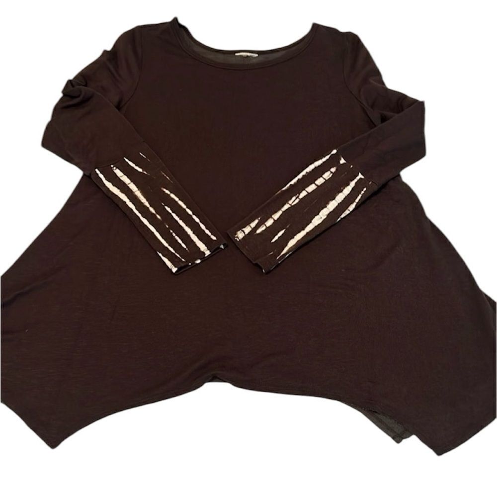 Target sizeM long sleeve brown with brown & cream tie dye sleeve cuffs tunic EUC